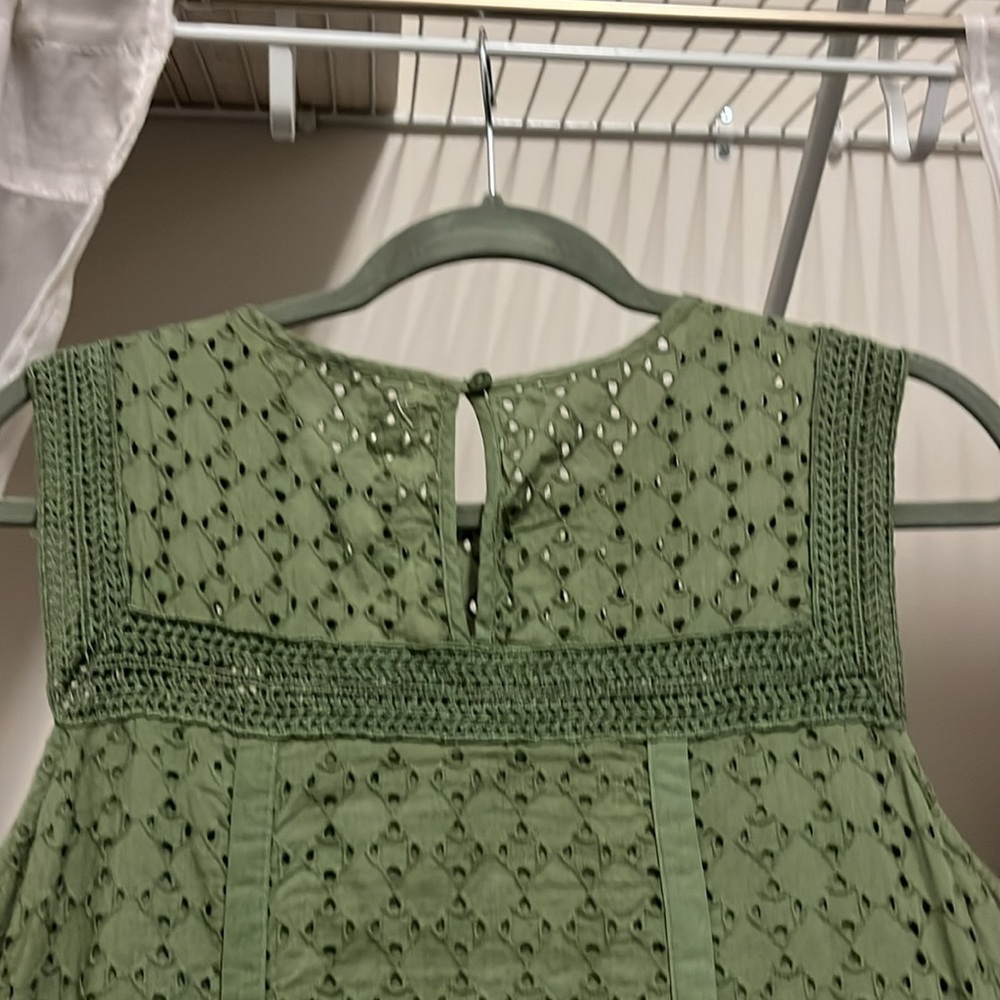 Gap Women's Size Small Green Eyelet Shift Pattern Dress With Pockets - Picture 6 of 12